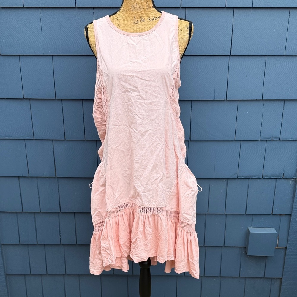 Anthropologie Blush Pink Sleeveless Ruffle-Hem Mini Dress Daily Practice medium